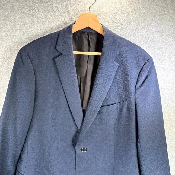 Theory Blazer‎ Men's Rodolf N HI Size 44 Navy Blue Solid Seer Single Breasted